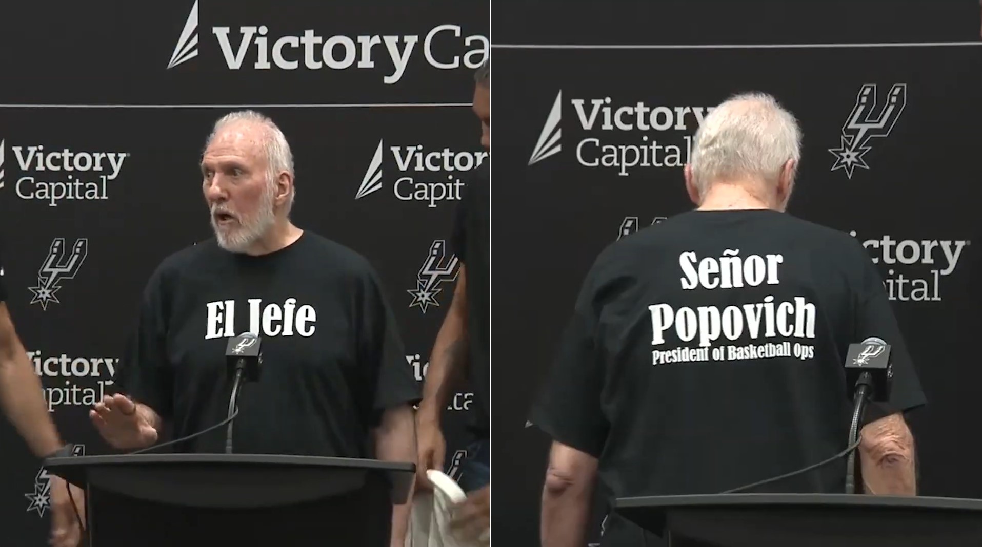 “I'm no longer coach, I'm El Jefe”: Gregg Popovich passes the torch to Mitch Johnson with a wink and a smile.