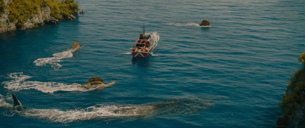 a Mozasaurus and Spinosaurus un Jurassic World