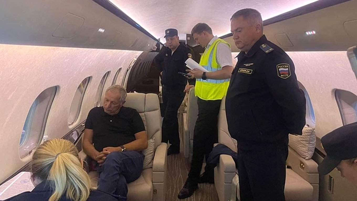 Wealthy Russian oligarch apprehended while attempting to escape on private jet; assets frozen and passport revoked.