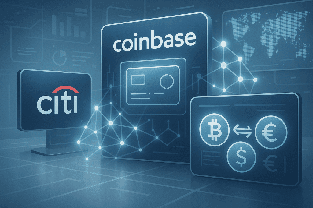 Citigroup and Coinbase team up to enhance digital asset payment solutions.