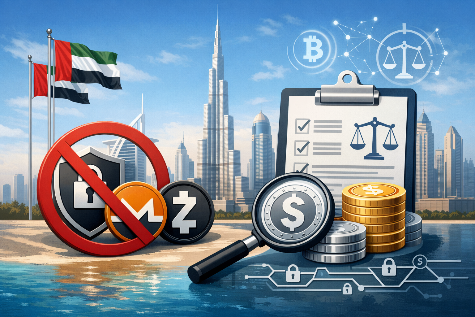 Dubai tightens cryptocurrency regulations as DFSA bans privacy tokens and revamps approval process.