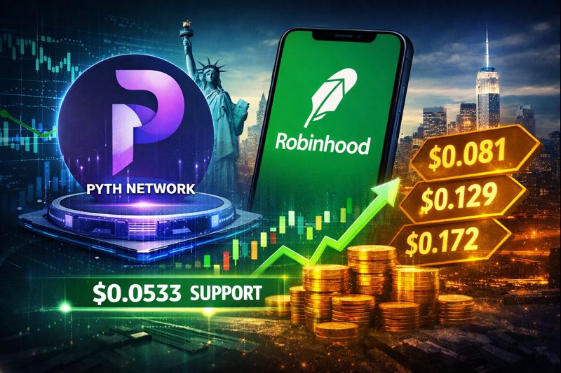 Pyth price holds strong above support post-Robinhood IPO, eyeing crucial resistance levels ahead.